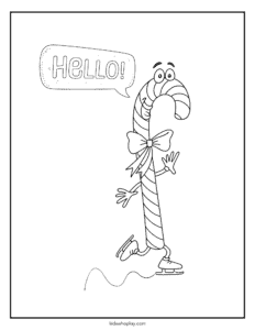 silly candy cane coloring page for kids