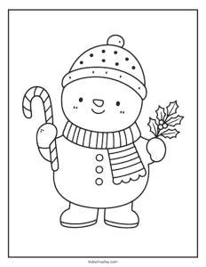 candy cane snowman coloring page