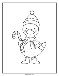 candy cane and duck coloring page
