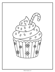candy cane cupcake coloring sheet