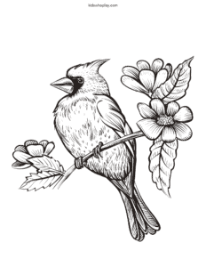 coloring page of a cardinal
