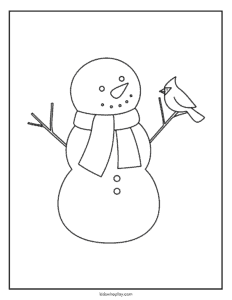 snowman and cardinal coloring page