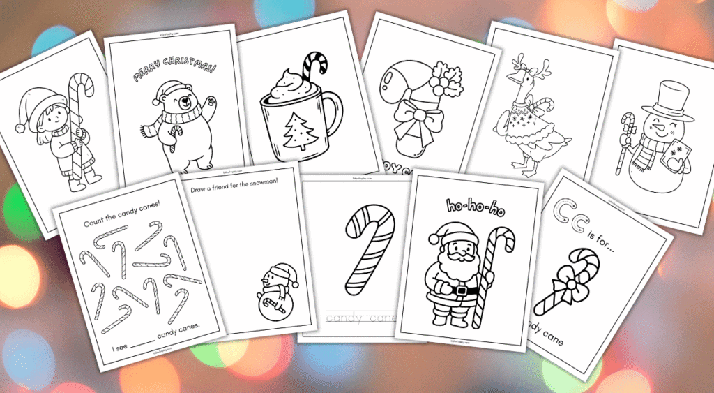 candy cane coloring pages for kids