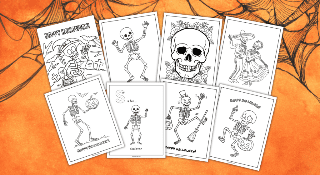 skeleton coloring pages for kids
