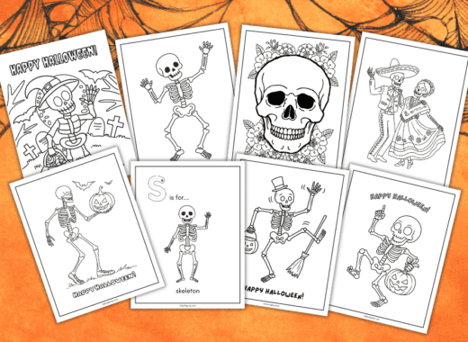 skeleton coloring pages for kids