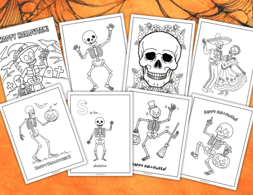 skeleton coloring pages for kids