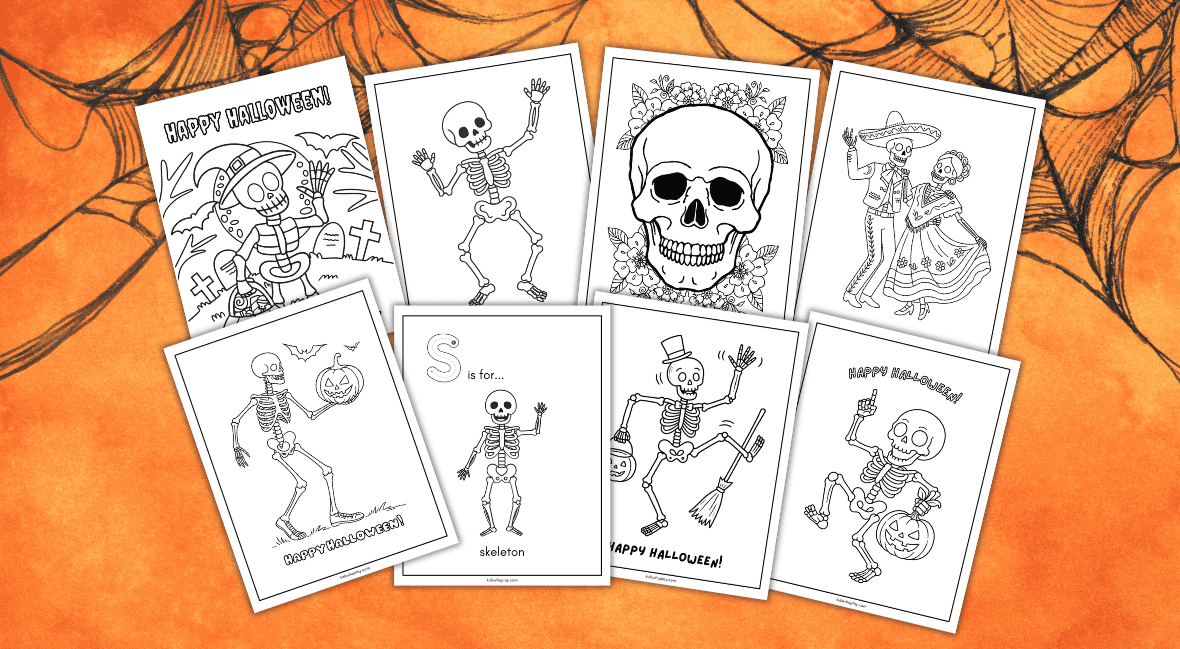 skeleton coloring pages for kids