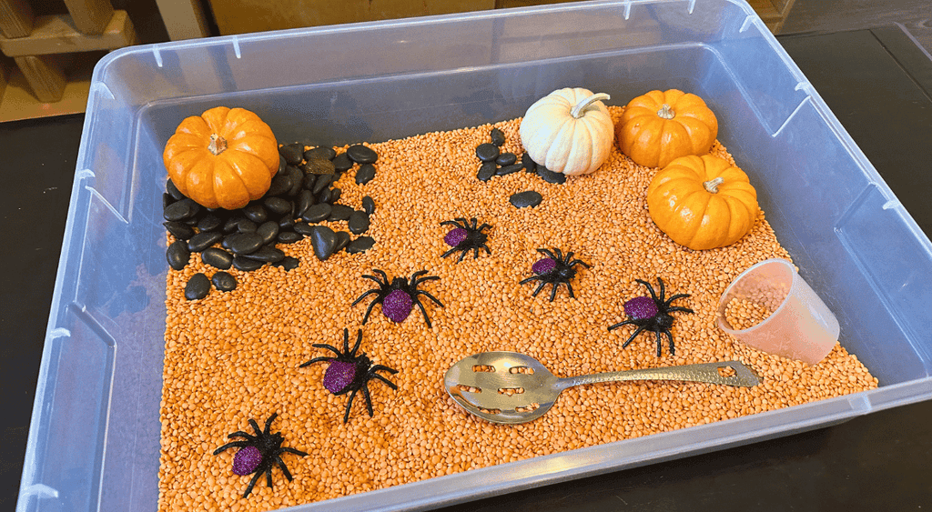 Halloween sensory bin for kids
