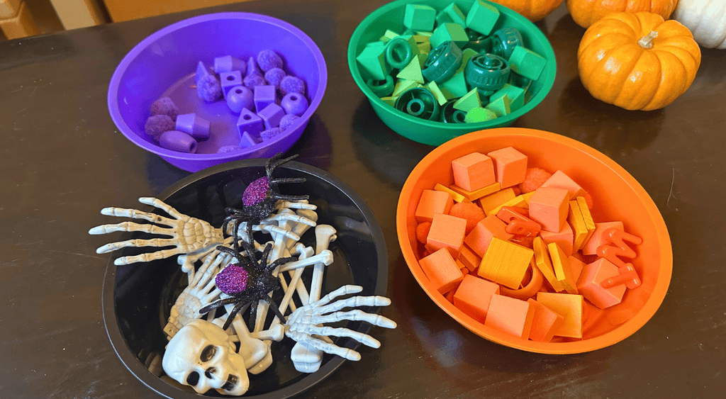 halloween sensory bin loose parts