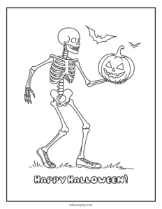 halloween skeleton coloring page