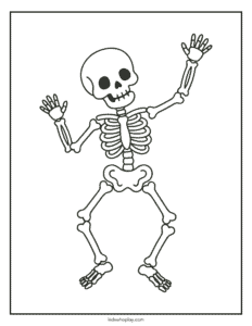 dancing skeleton coloring page