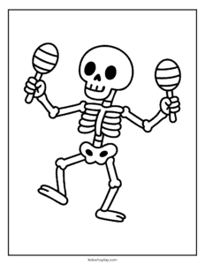 Halloween skeleton coloring page