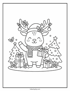 Christmas reindeer coloring page