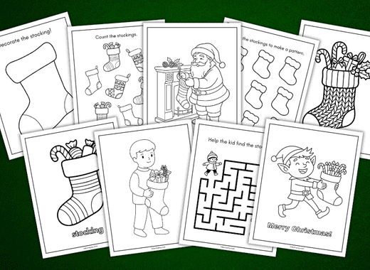 stocking coloring pages for kids
