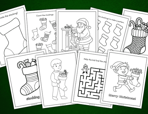 stocking coloring pages for kids