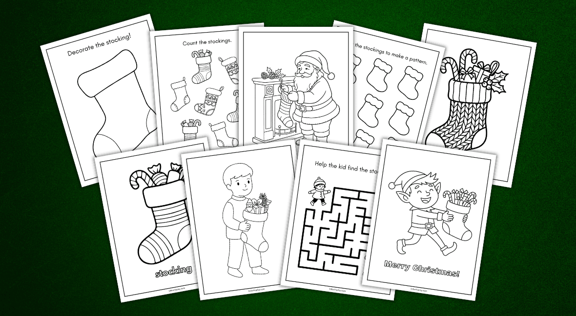 stocking coloring pages for kids