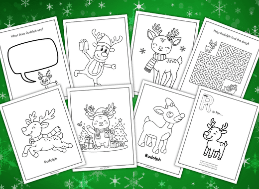 Rudolph coloring pages