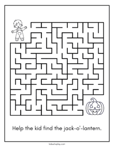 halloween jack-o-lantern maze for kids
