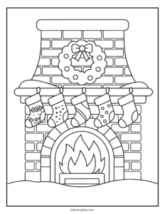 holiday fireplace coloring page