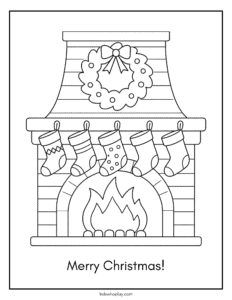 christmas fireplace coloring page